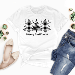 Plaid Christmas Trees Shirt, Women's Christmas Shirt, Holiday Shirt, Farmhouse Christmas Tee , Cute Winter Holiday Tees