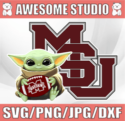 Baby Yoda with Mississippi State Bulldogs Football PNG,  Baby Yoda png, NCAA png, Sublimation ready, png files for subli