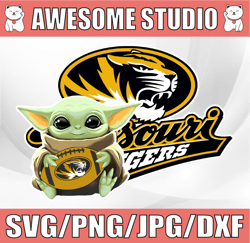Baby Yoda with Missouri Tigers Football PNG,  Baby Yoda png, NCAA png, Sublimation ready, png files for sublimation
