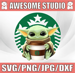 Baby Yoda with Starbucks Football PNG,  Baby Yoda png, NCAA png, Sublimation ready, png files for sublimation