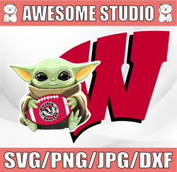Baby Yoda with Wisconsin Badgers Football PNG,  Baby Yoda png, NCAA png, Sublimation ready, png files for sublimation,pr