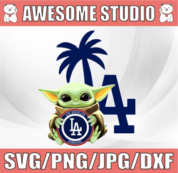 Baby Yoda with LA Dodgers Baseball ,  Baby Yoda MLB png, MLB png, Sublimation ready, png files for sublimation,printing
