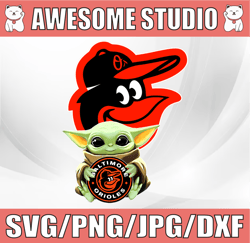 Baby Yoda with Baltimore Orioles Baseball PNG,  Baby Yoda MLB png, MLB png, Sublimation ready, png files for sublimation
