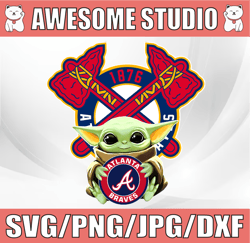 Baby Yoda with Atlanta Braves Baseball PNG,  Baby Yoda MLB png, MLB png, Sublimation ready, png files for sublimation