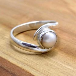 Freshwater Pearl 925 Solid Silver Rings For Women, Pearl Handmade Unique Ring Jewelry For Anniversary Gift SU1R1231