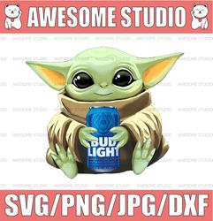 Baby Yoda with Bud Light PNG,  Baby Yoda png, Sublimation ready, png files for sublimation