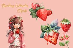 Strawberry Watercolor Clipart