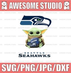 Baby Yoda with Seattle Seahawks NFL png,  Baby Yoda NFL png, NFL png, Sublimation ready, png files for sublimation,print