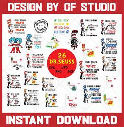 26 Dr Seuss Svg Bundle, Dr Seuss png, Dr Seuss Christmas Svg for Cricut, Little miss, instant download