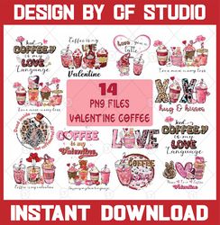 14 Valentine Coffee Png Bundle,Valentine Coffee Png, Valentine Drinks Png, Latte Drink Png, Coffee Lover, Digital file