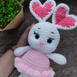 white bunny girl, Valentines day, plush bunny, rabbit
