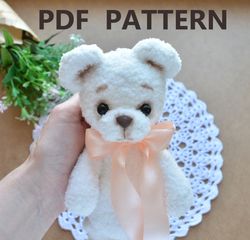 Amigurumi bear pattern, Bear crochet pattern, Teddy bear tutorial, White bear pattern, Handmade stuffed bear, Amigurumi