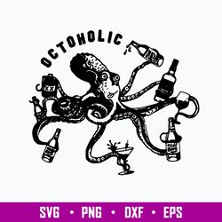 Alcoholic Octopus Svg, Octopus Svg, Octopus Drink Svg, Png Dxf Eps Digital File