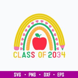 Class Of 2034 Grow With Me Kindergarten Svg, Rainbown Svg, Png Dxf Eps File