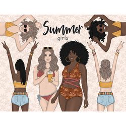 Summer Girl Clipart | Bohemian Woman Illustration