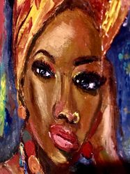 African women Original art Oil painting on board 8*9 inch