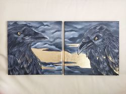 painting raven original painting on canvas acrylic interior painting