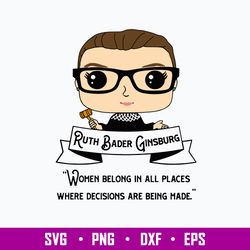 Ruth Bader Ginsburd  Woman belong In All Places Where Decisions Are Being Made Svg, Chibi Ruth Bader Ginsburd Svg, Png D