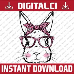Bunny Face Pink Leopard Glasses EASTER Day Easter Day Png, Happy Easter Day Sublimation Design