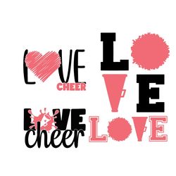 Love Cheer Bundle SVG PNG, Sport Svg, Cheer Lover Svg, Cheerleader Svg