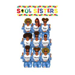 Soul Sisters Denim 9 Girls Svg, Soul Sisters Svg, Black Girl Svg, Soul Svg