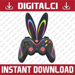 Gaming Controller With Bunny Ears Funny Easter Video Game Easter Day Png, Happy Easter Day Sublimation Design