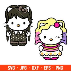 Hello Kitty Wednesday & Enid Bundle Svg, Nevermore Academy Svg, Dancing Queen Svg, Kitty Svg - Download File