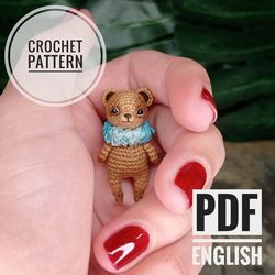 PDF crochet pattern cute bear. Bear toy pattern. Crochet miniature pattern. Little bear toy pattern. DIY cute bear.