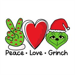Peace Love Grinch Santa Hat PNG Sublimation Designs