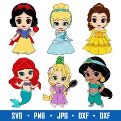 Disney Baby Princess Bundle Svg, Baby Princess Svg, Disney Princess Characters Svg, Disney Princess Svg, Disney Svg