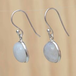 Dainty Dangle Moonstone Earrings, Sterling Silver Stone Earrings, Drop Silver Women Earrings, Gemstone Silver Earrings