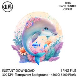 Cute Dolphin Clipart. Dolphin Sublimation Clip Art. Cute Character. Hand Drawn Graphics. Digital Download.