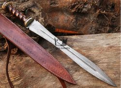 Handmade Damascus Steel Double Edge Medieval Sword With Sheath, Functional Sword, Medieval Swords, Dark Age Swords