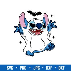 Stitch Ghost Svg, Stitch Halloween SVG, Disney Halloween Svg, Png Jpg Dxf Eps Digital File