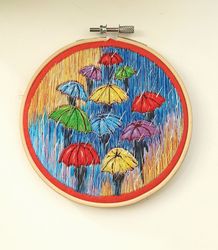 Embroidered picture "These warm summer rains"