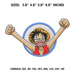 monkey d luffy embroidery design file, one piece anime embroidery design, machine embroidery pattern. luffy chibi design