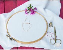 Line Art Coffee embroidery design