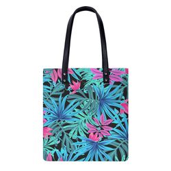 PU Leather Handbags Bright Colorful  Flowers 6d  Pattern