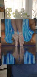 Ballerina in pointe shoes. Painting  Original Art  Wall Art. Oil Painting  Artwork. Plot composition