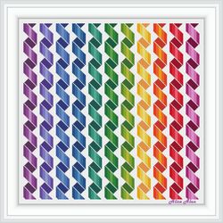 Cross stitch pattern panel Serpentine ornament rainbow monochrome abstract pillow napkin counted crossstitch patterns