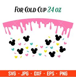 Donut Drip Hearts Mickey Full Wrap Svg, Starbucks Svg, Coffee Ring Svg, Cold Cup Svg, Cricut, Silhouette Vector Cut File