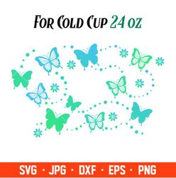 Butterflies Full Wrap Svg, Starbucks Svg, Coffee Ring Svg, Cold Cup Svg, Cricut, Silhouette Vector Cut File