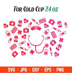 Nurse Doctor Full Wrap Svg, Starbucks Svg, Coffee Ring Svg, Cold Cup Svg, Cricut, Silhouette Vector Cut File