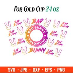 Bad Bunny Starbucks Full Wrap Svg, Yo Perreo Sola Svg, Bad bunny logo Svg, El Conejo Malo Svg, Cricut, Silhouette Vector