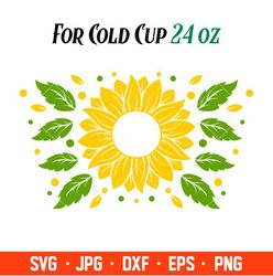 Sunflower Full Wrap Svg, Starbucks Svg, Coffee Ring Svg, Cold Cup Svg, Cricut, Silhouette Vector Cut File