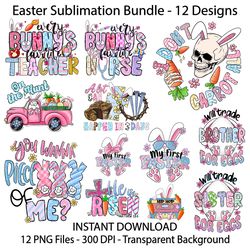Cute Easter Sublimation Bundle PNG, 12 Designs, Easter Clipart, Easter Shirt, Easter Kids Shirt, Easter PNG, Part 2