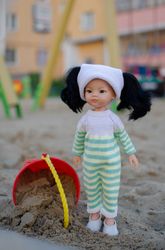 Knitted jumpsuit and panama for Paola Reina doll