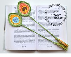 Peacock feathers crochet bookmark pattern, Lace bookmark crochet PDF, Tassel bookmark, Beautiful bookmark, Easy pattern