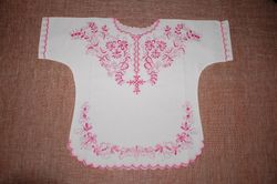 Embroidered Christening dress girl gown pink hand made newborn gift