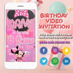 Minnie Mouse Invitation, Minnie Mouse Video Invitation, Minnie Mouse Invite, Minnie Mouse Birthday
